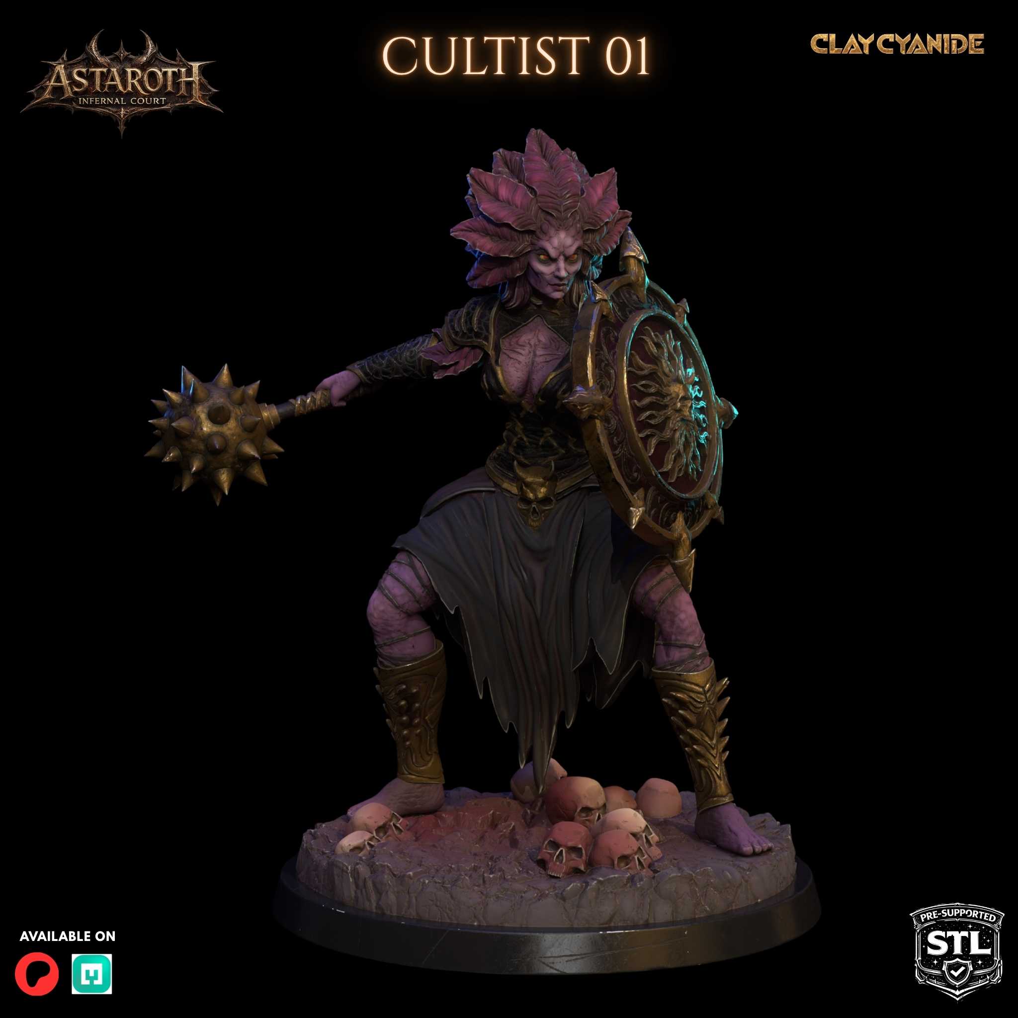 Astaroth Cultist miniature STL — Clay Cyanide Legion of Astaroth villain set